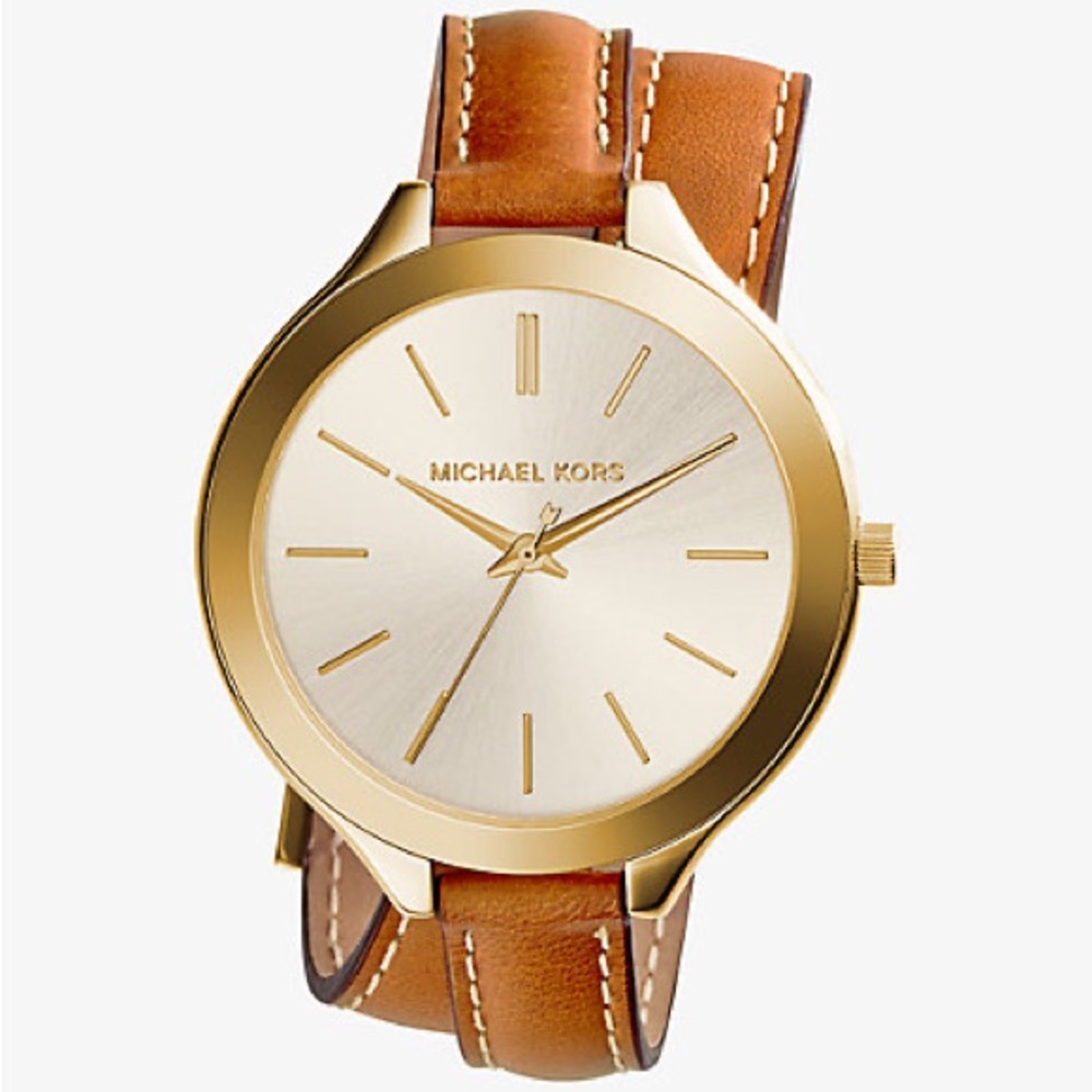 Michael Kors Tan Slim Runway Double-Wrap Watch